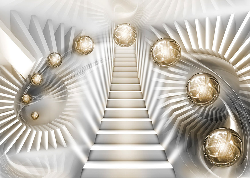 Фотообои 3Д золотая лестница абстракция
